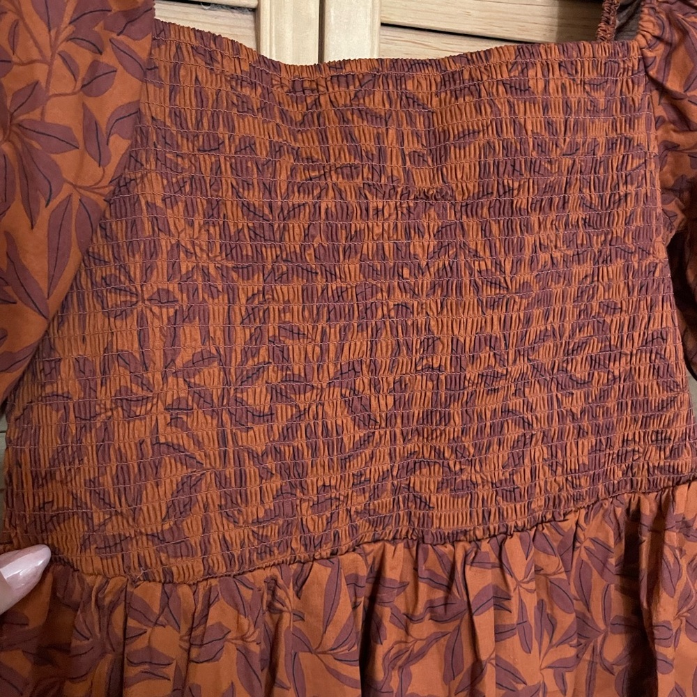 Eloquii Elements Orange/ Brown/Rust dress with pattern. Size 16 - Picture 2 of 6